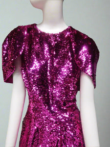 Sequin A-Line Dress in Fuchsia