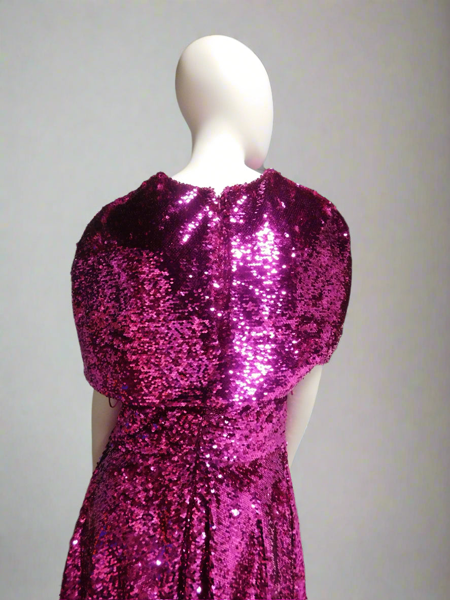 Sequin A-Line Dress in Fuchsia