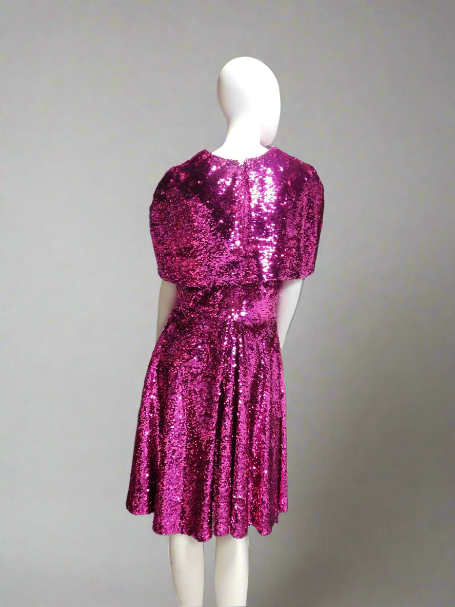 Sequin A-Line Dress in Fuchsia