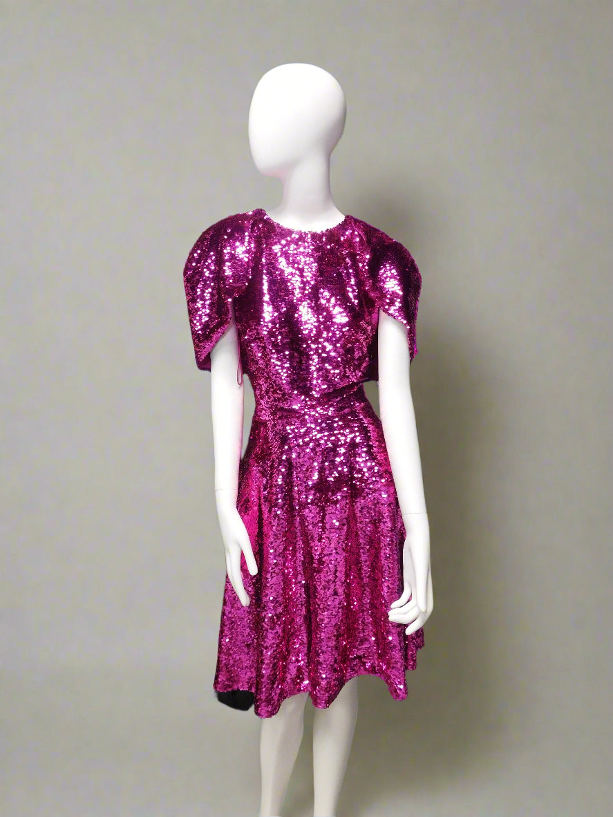 Sequin A-Line Dress in Fuchsia