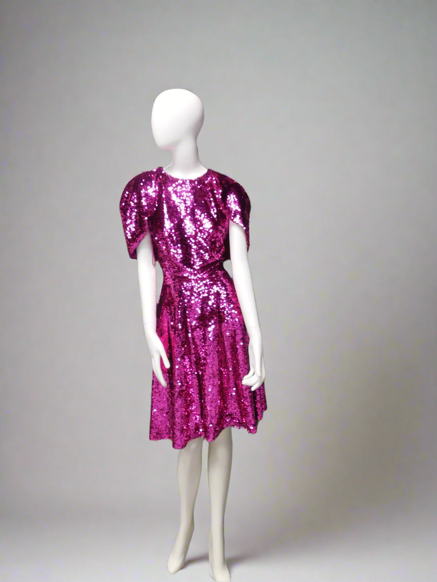 Sequin A-Line Dress in Fuchsia