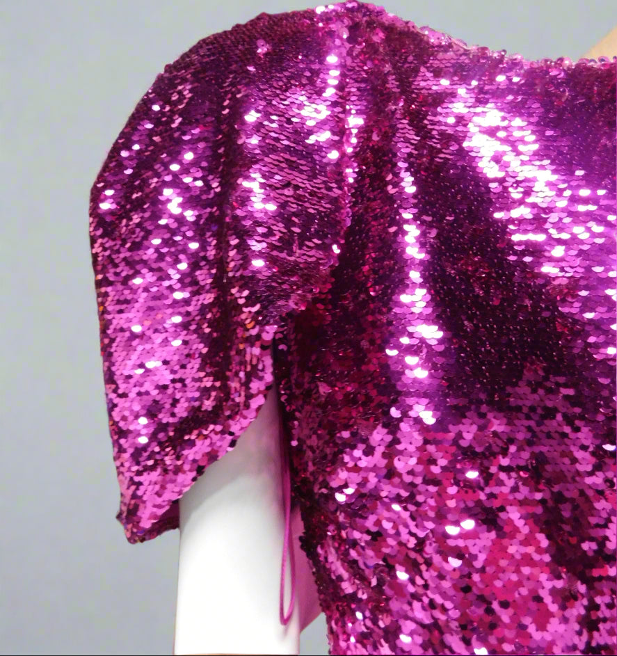 Sequin A-Line Dress in Fuchsia