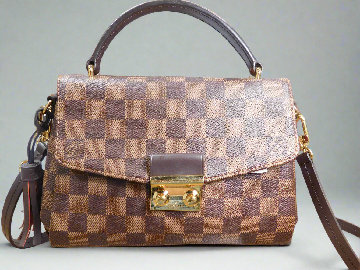 Croisette Handbag in Damier Ebene Canvas.