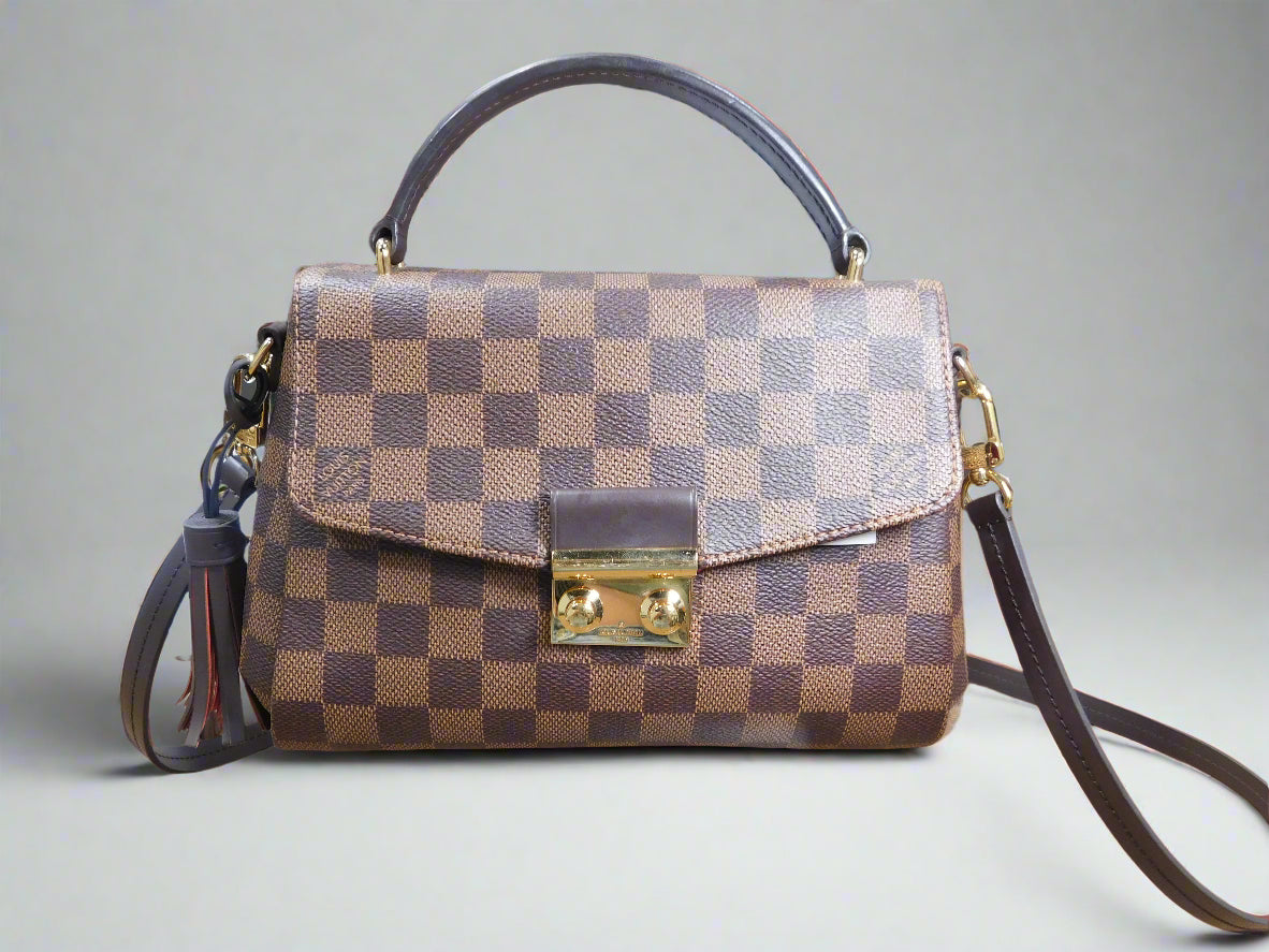 Croisette Handbag in Damier Ebene Canvas.