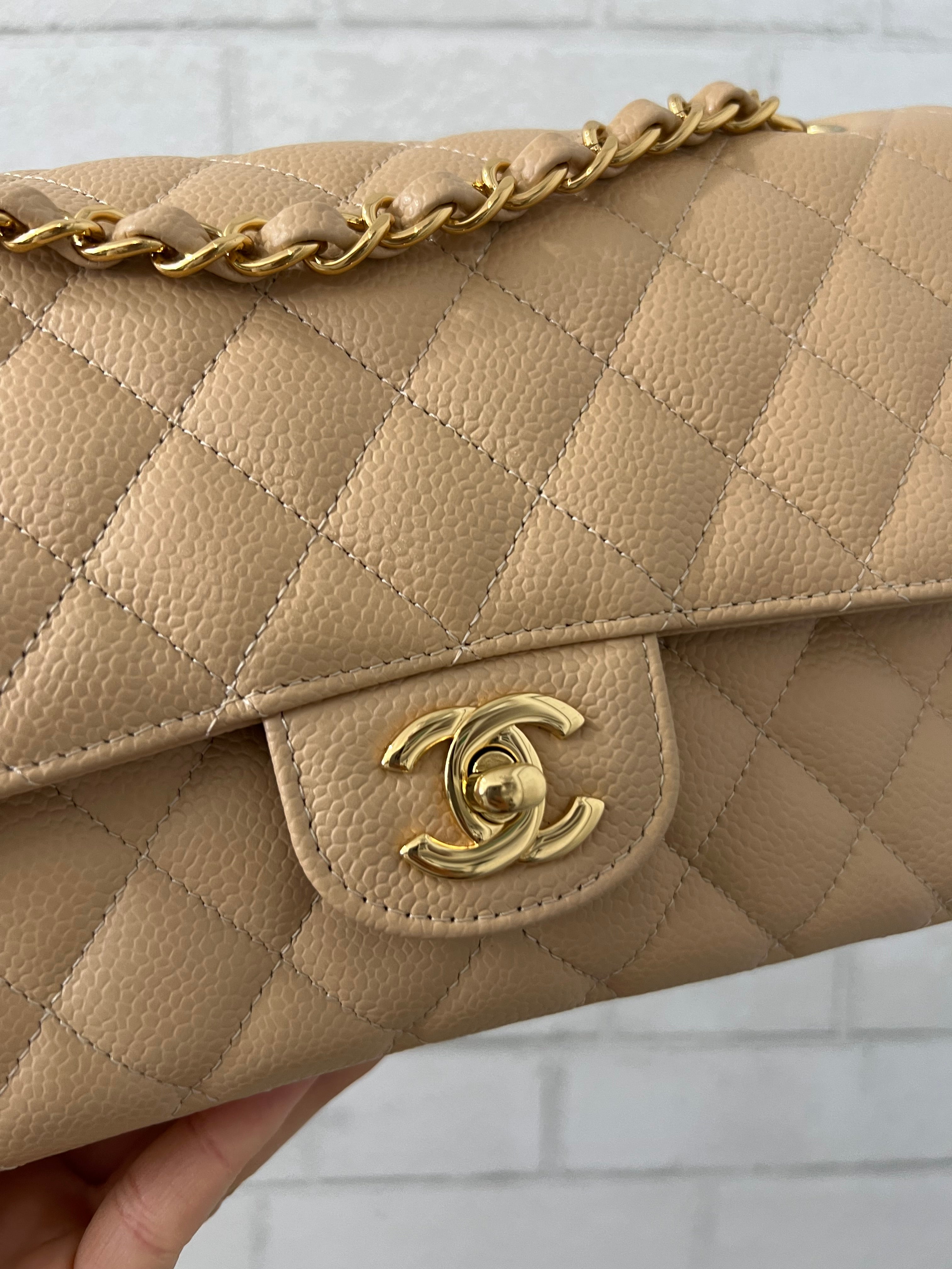 Chanel Gold Quilted Caviar Medium Double Flap Bag Gold Hardware  Madison  Avenue Couture
