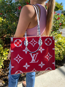Louis Vuitton On The Go Onthego Tote Monogram Giant Bag Pink Red
